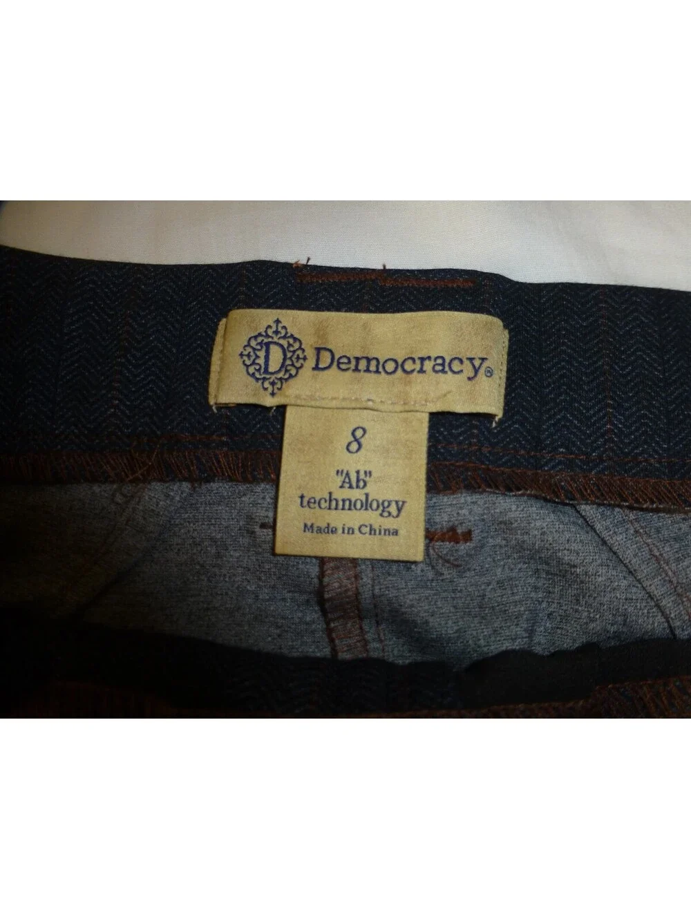 Democracy Women's Size 8 Gray Herringbone Skyrise Ab'Technology Pants NWT G4A